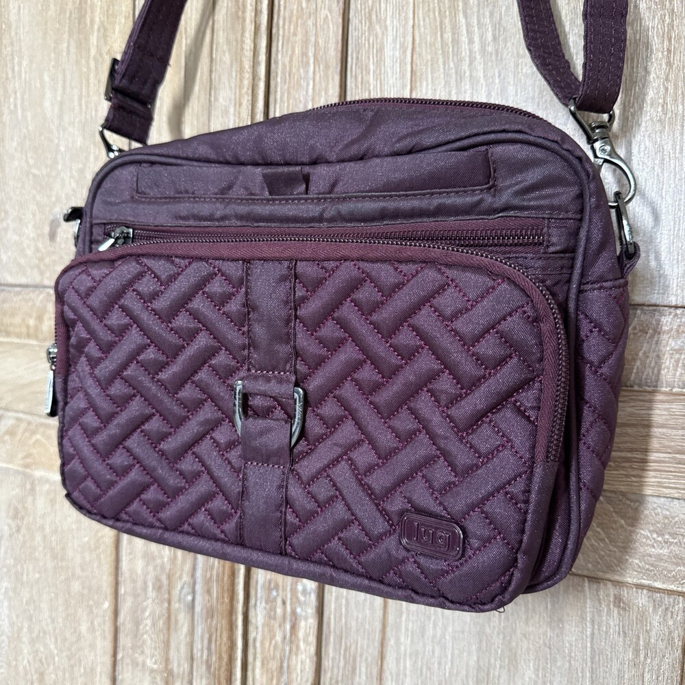Lug Carousel XL Crossbody Bag Wine Burgundy Eggplant Purple Quilted RFID